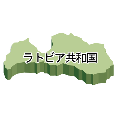 ラトビア共和国無料フリーイラスト｜漢字・立体(緑)